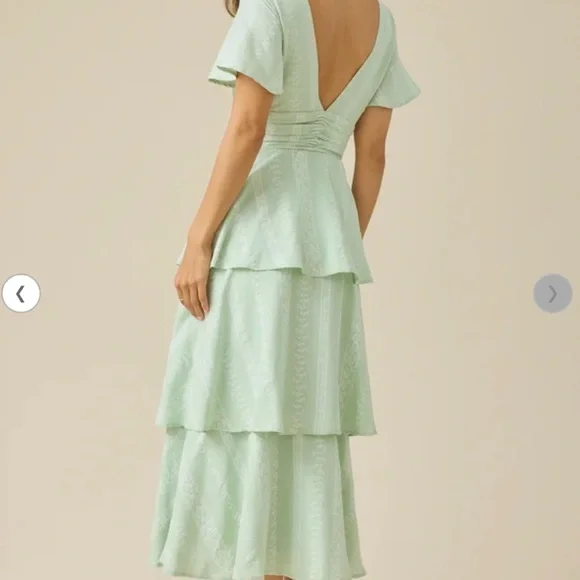 Altar'd State Mint Green V-Neck Midi Dress - Picture 3 of 4